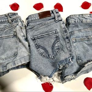3 PAIR LIGHT WASH DENIM HIGH WASTED SHORTS